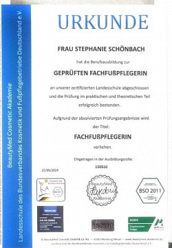 Fachfusspflege Urkunde